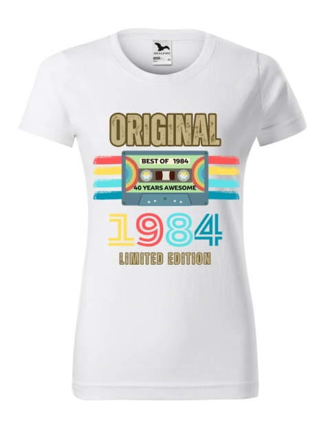 Koszulka urodzinowa - "Original (rok) limited edition" z kasetą damska