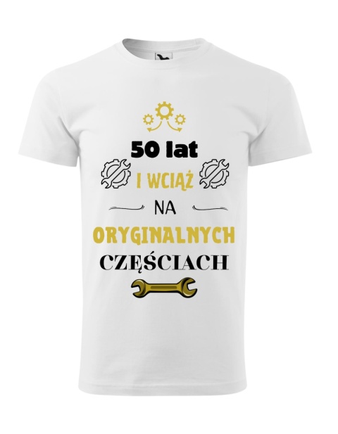 Koszulka urodzinowa - ".... lat i wciąż na oryginalnych częściach" złote