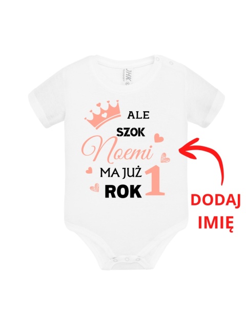 Ale szok! ... Ma już rok! (+imię) koralowy napis