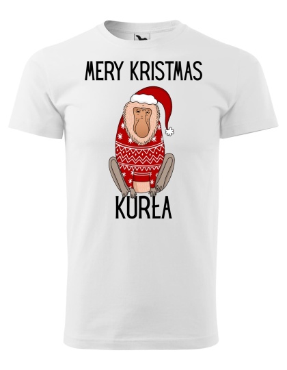Święta - Koszulka męska świąteczna - "Mery kristmas kurła" z małpą Januszem