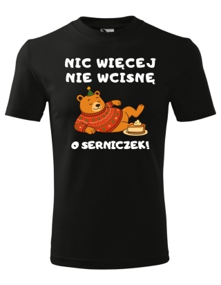 Święta - Koszulka męska świąteczna - "Nic więcej nie wcisnę... O serniczek!"