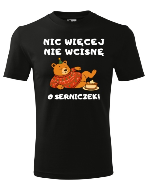 Święta - Koszulka męska świąteczna - "Nic więcej nie wcisnę... O serniczek!"