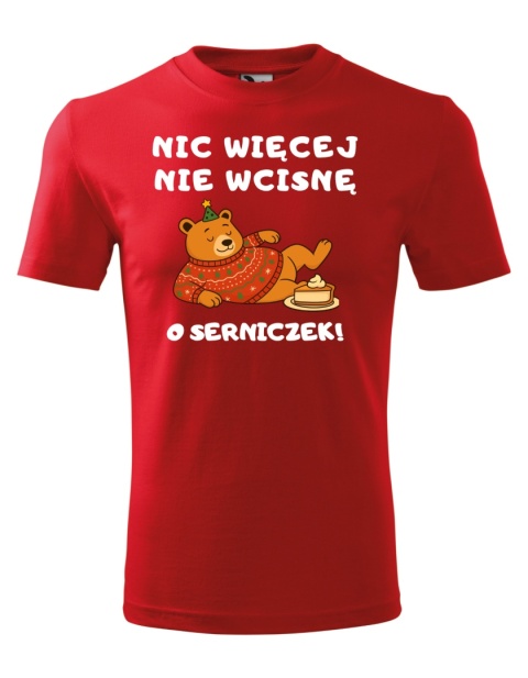 Święta - Koszulka męska świąteczna - "Nic więcej nie wcisnę... O serniczek!"