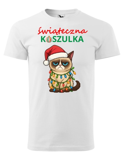 Święta - Koszulka męska świąteczna - "Świąteczna koszulka" i Grumpy Cat