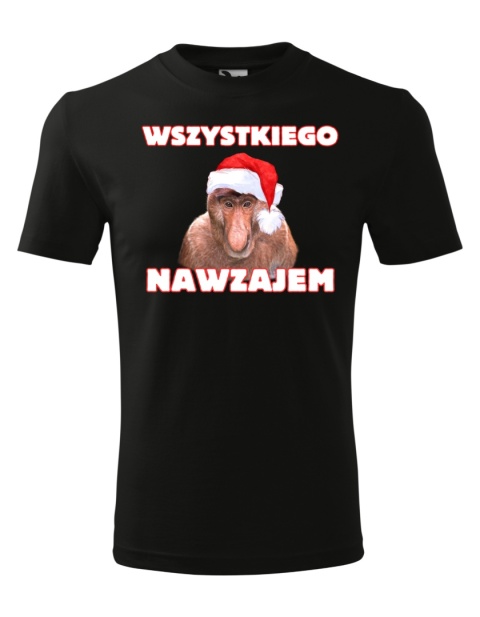 Święta - Koszulka męska świąteczna - "Wszystkiego nawzajem" z małpą Januszem